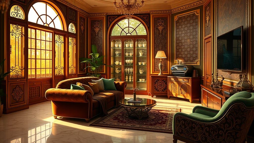 Elegant Home Coffee Lounge in Art Nouveau Style