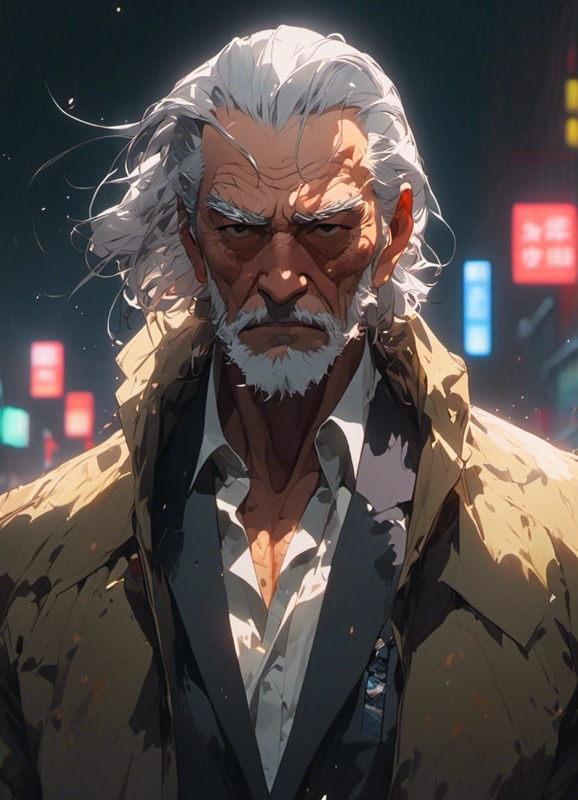 Anime Yakuza Boss Portrait in Alessio Albi Style