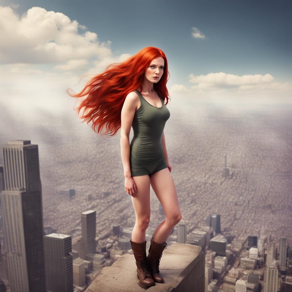A 10,000 ft Red-Haired Giantess