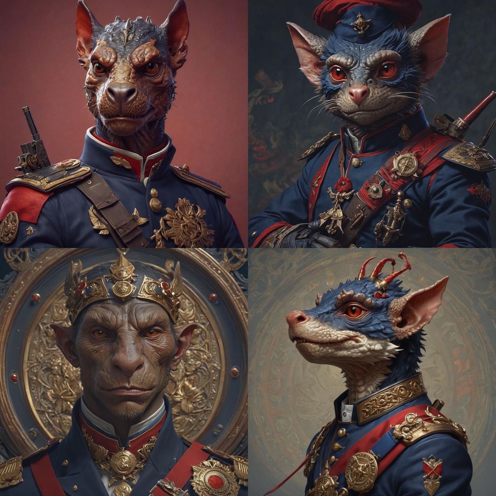 Kobold in Navy Uniform Portrait, Hyperdetailed Art