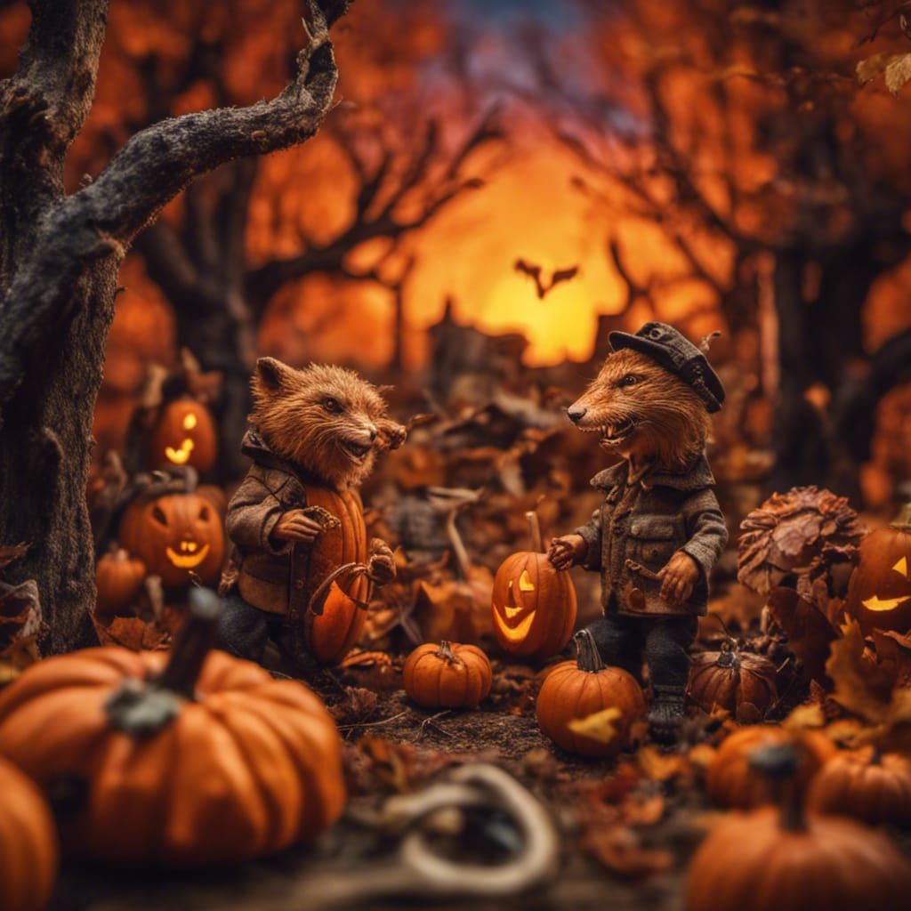 Wild forest creatures diorama.