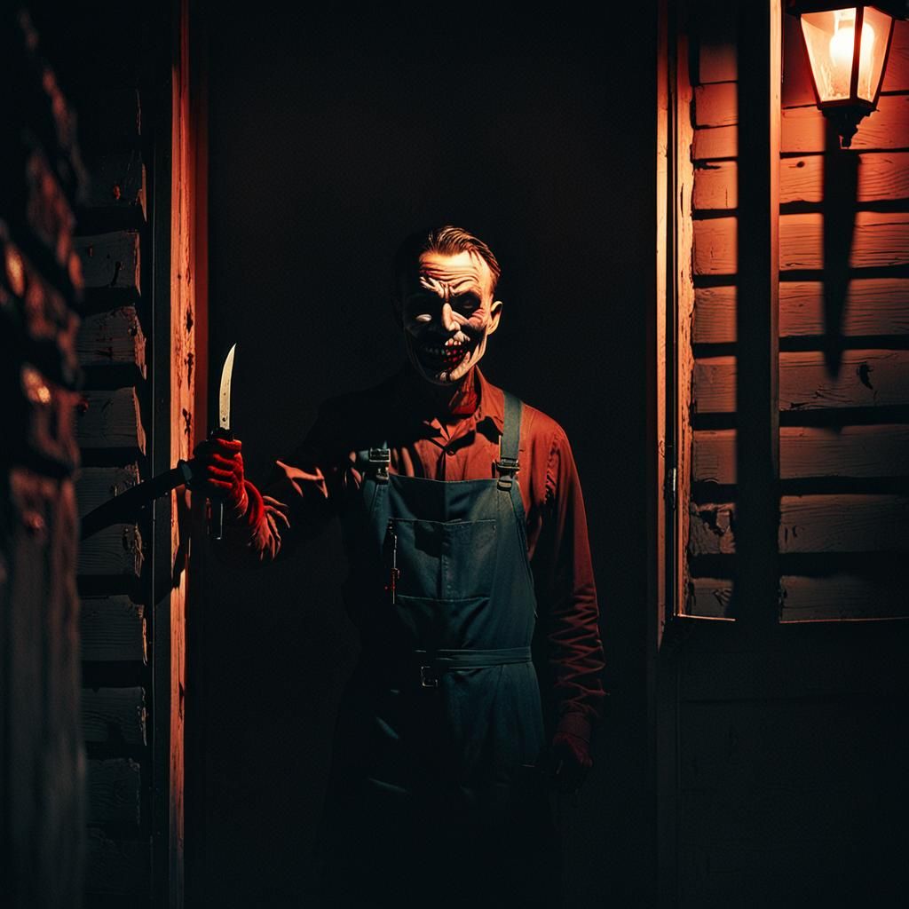 Creepy Killer in Doorway at Night: Film Noir