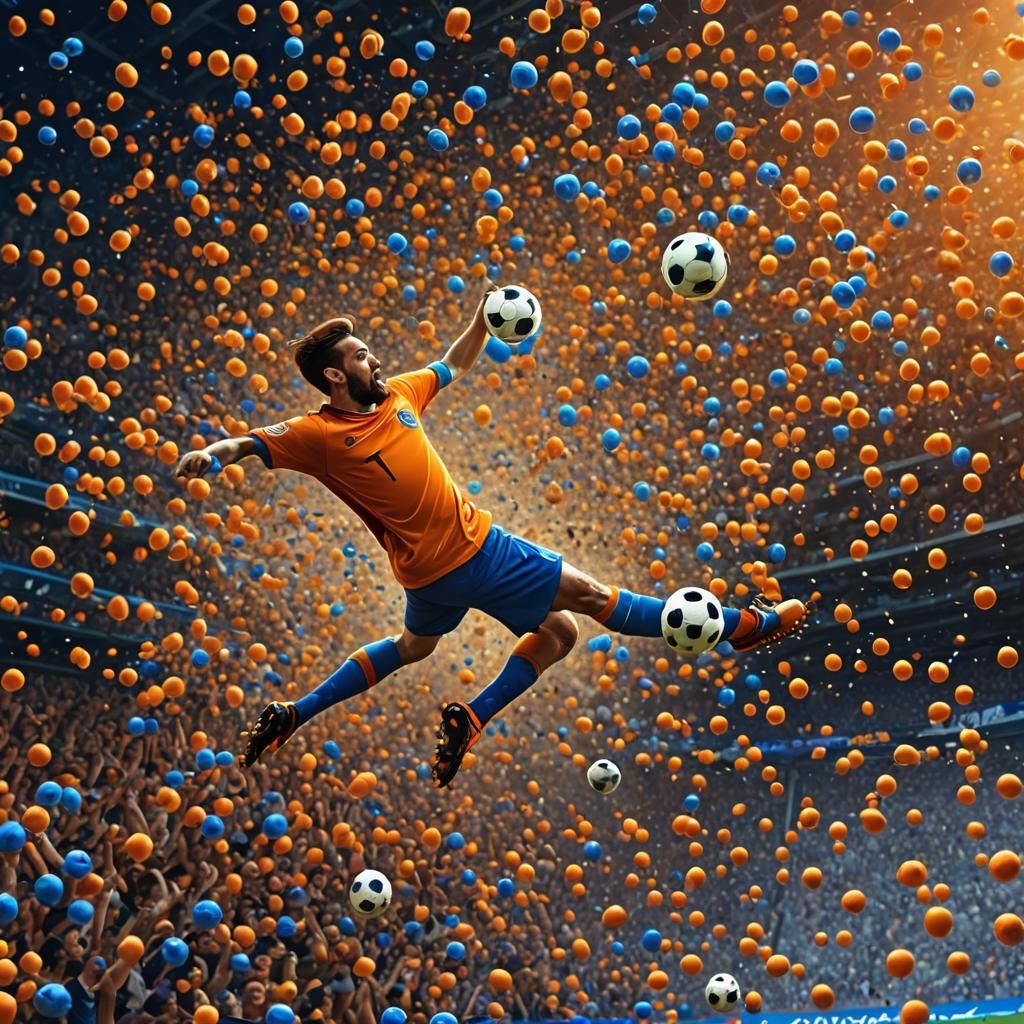 Epic Soccer Balls Attack Goalkeeper: Stadium View