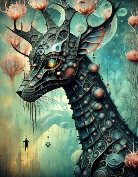 Intricate Portrait of Pinhead in Mixed-Media Style