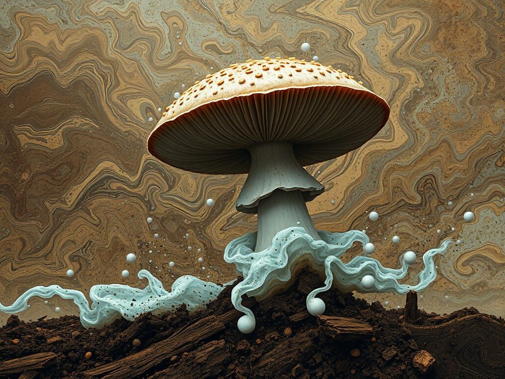 Cosmic Fungal Bloom in Earthy Hues