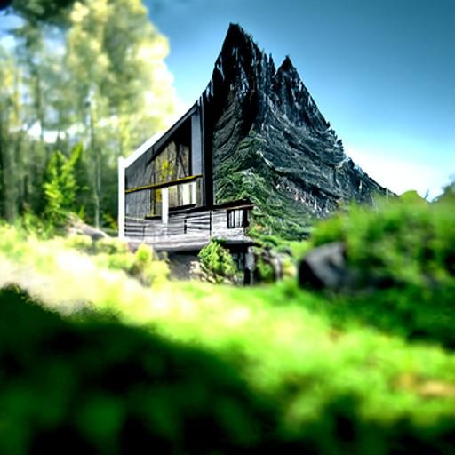 Cabin in Mountain Landscape: Detailed Matte Painting