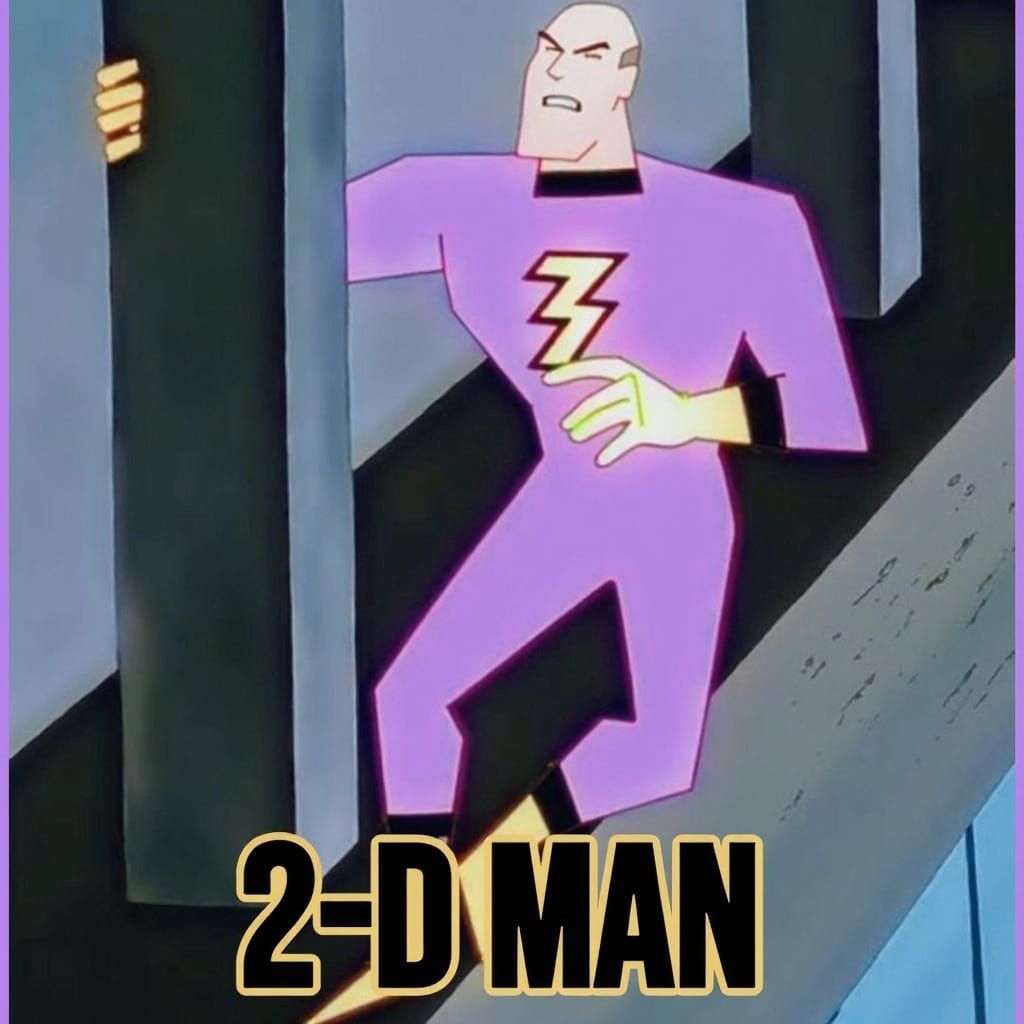 Dynamic 2-D Man Superhero in Comic Book Style