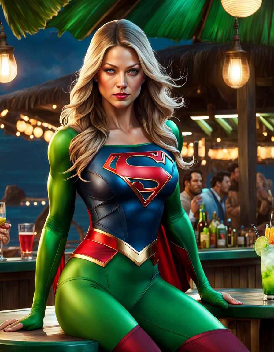 In Hawaii on vacation Supergirl, Melissa Benoist, can dress in a more casual outfit