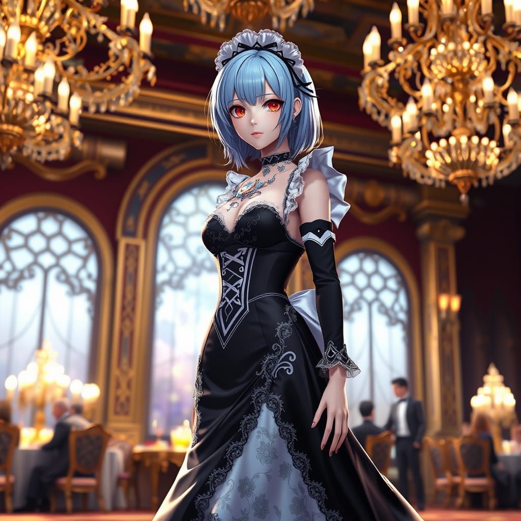 Stunning Anime Maid in Elegant 3D Evening Gown