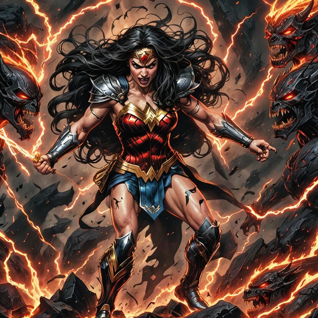 Demon Wonder Woman in Death Metal Style
