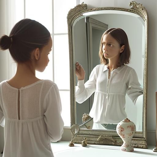 the reflection in the mirror isn't literally another person but a reversed image of ourselves
