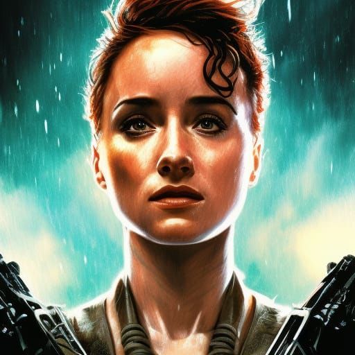 Futuristic Ripley Portrait in Sci-Fi Action Painting