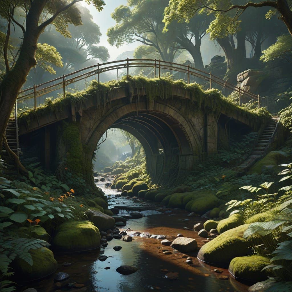 Forgotten Bridge Reclaimed by Nature