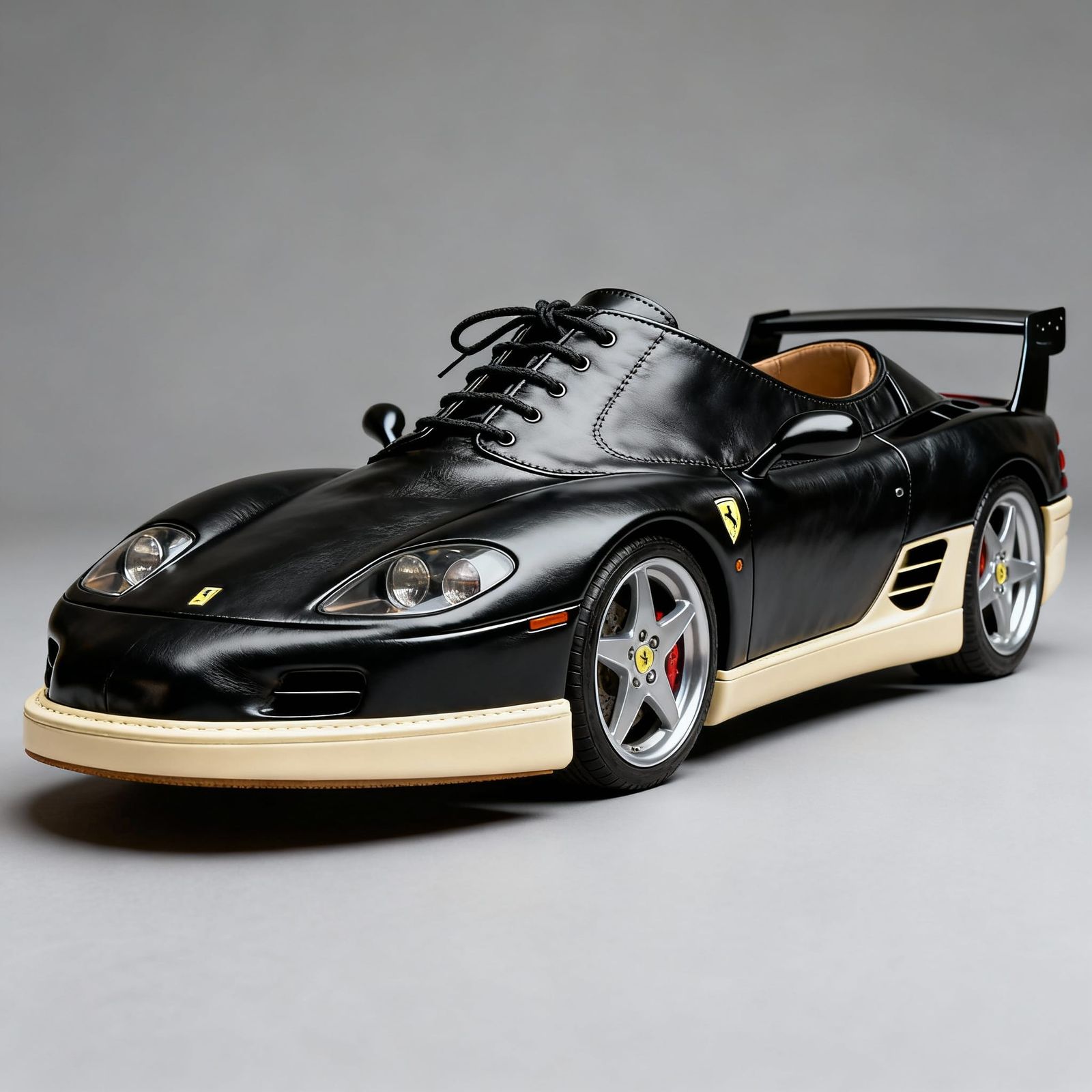 Ferrari F355 Sports Car Reimagined as Black Leather Oxford S...