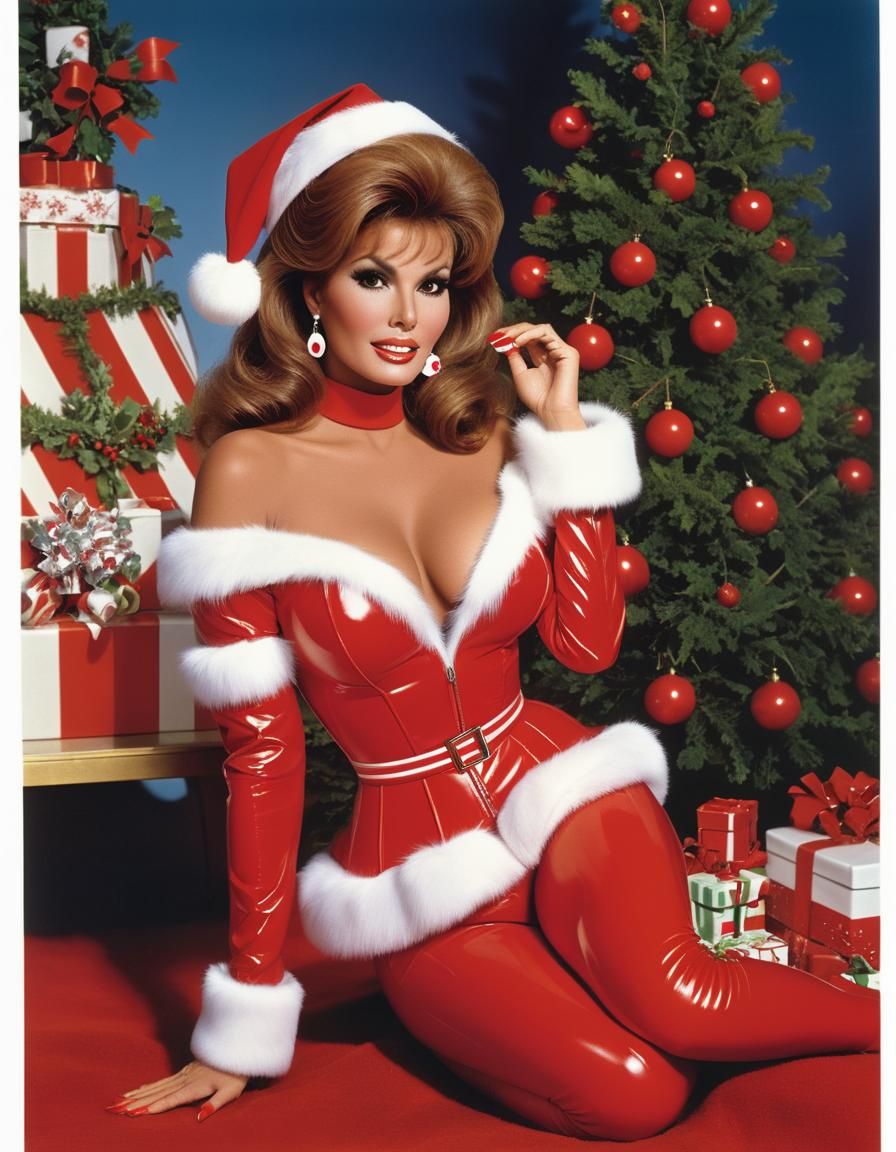 Sensual Christmas Pin-Up in Art Nouveau Style