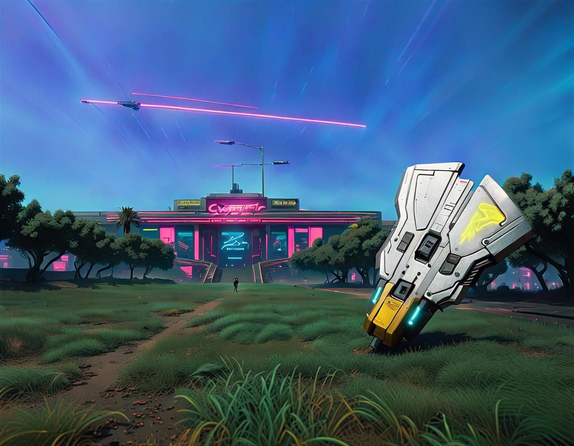 Neon Cyberpunk Art Museum in 2099 Style