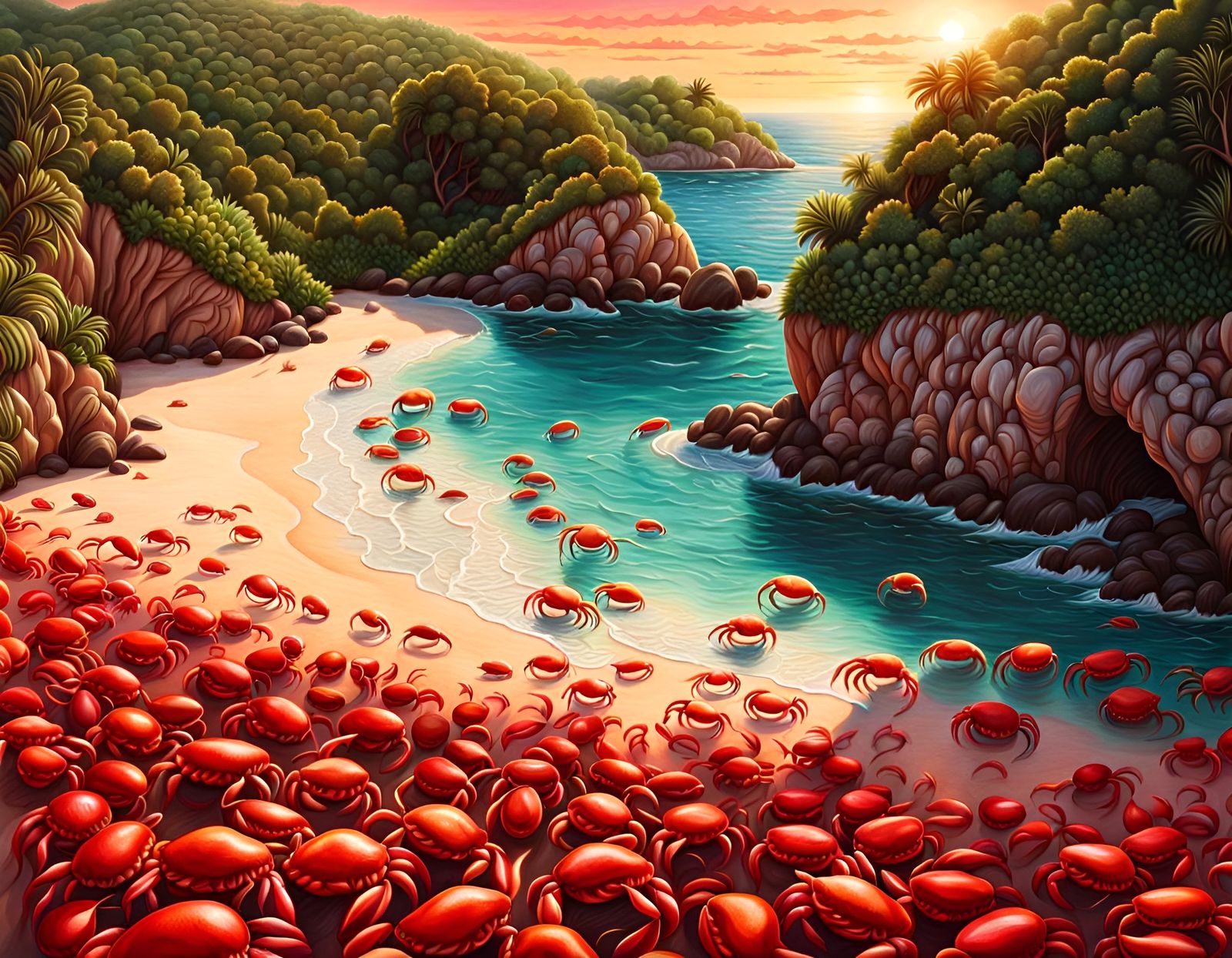 Crab Rave: Vibrant Aerial View of Christmas Island