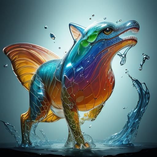Hyperrealistic Glass Animal Sculpture in Splash Art Style