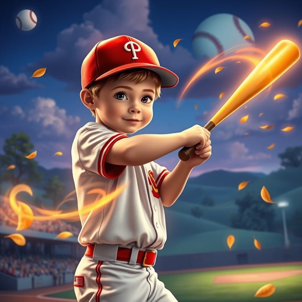 Whimsical Little League Stadium in Vibrant Summer Colors