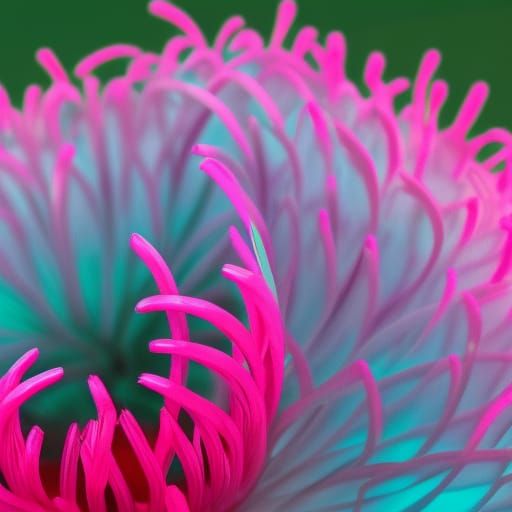 Neon Protea in Crystal Vase: High-Resolution Photography
