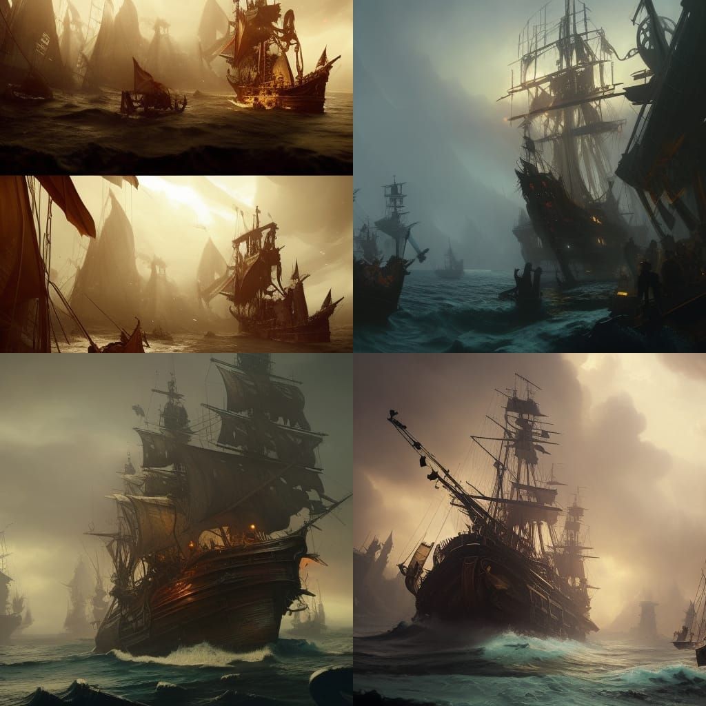 Epic Pirate Ship: Dark Fantasy Concept Art