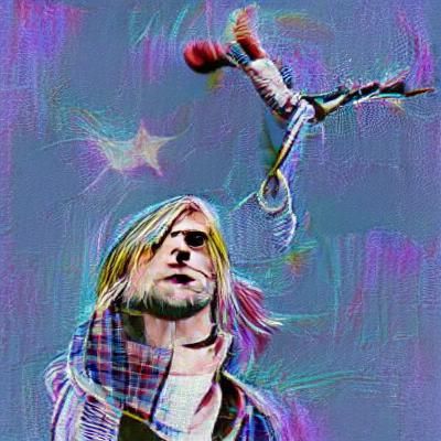 Kurt Cobain Portrait in Grunge Style