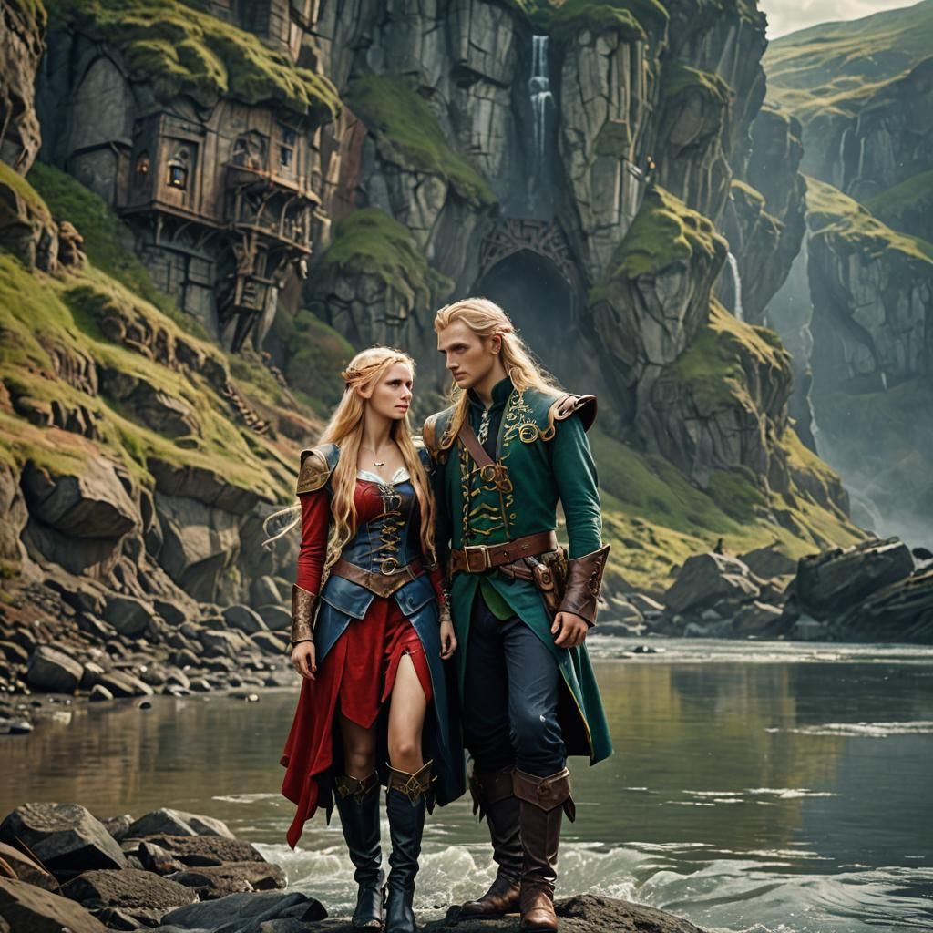 Tolkien Style Elf Couple by the Sea