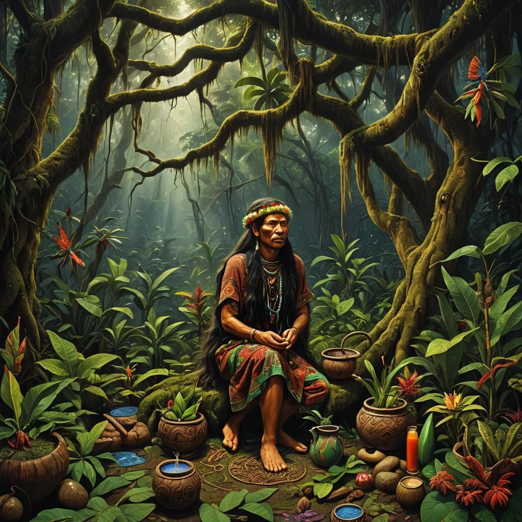 Ayahuasca Brew: A Spiritual Journey in Matte Painting