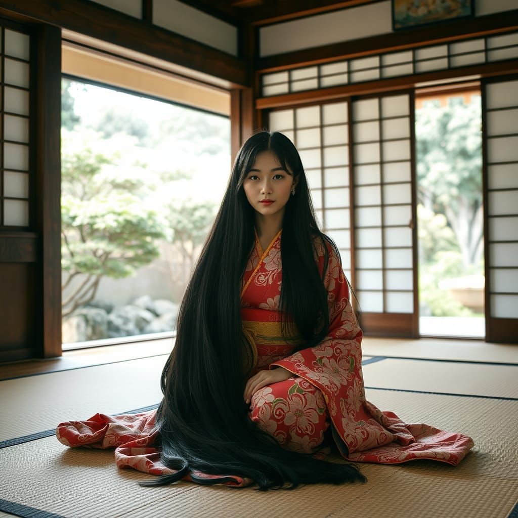 Serene Woman in Traditional Minka House
