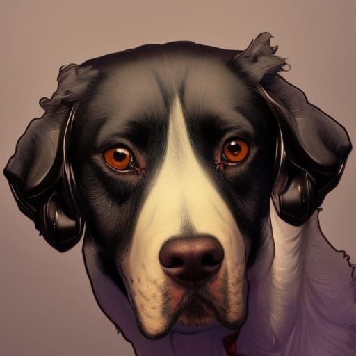 Funny Dog Portrait in Hyperdetailed Digital Art Style