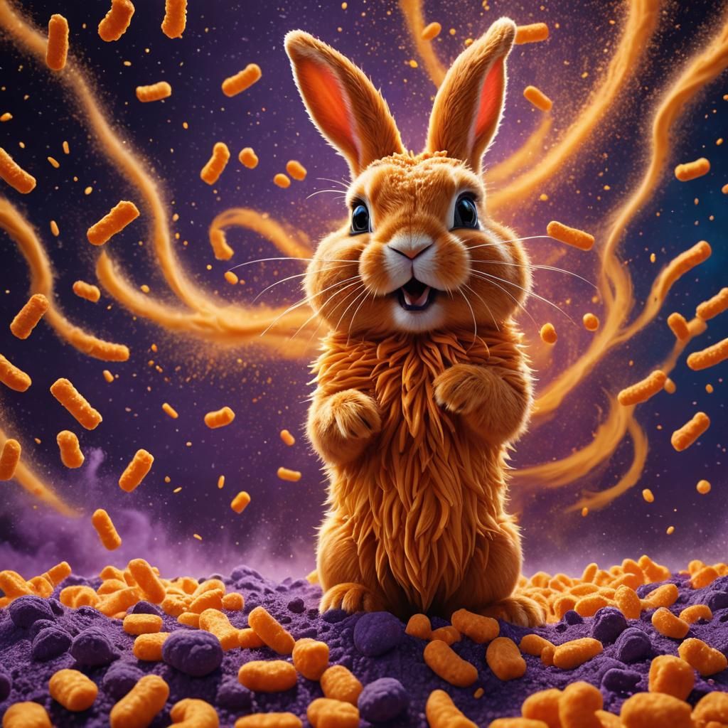 Orange Bunny's Cheetos Dance: Magical Realism Art