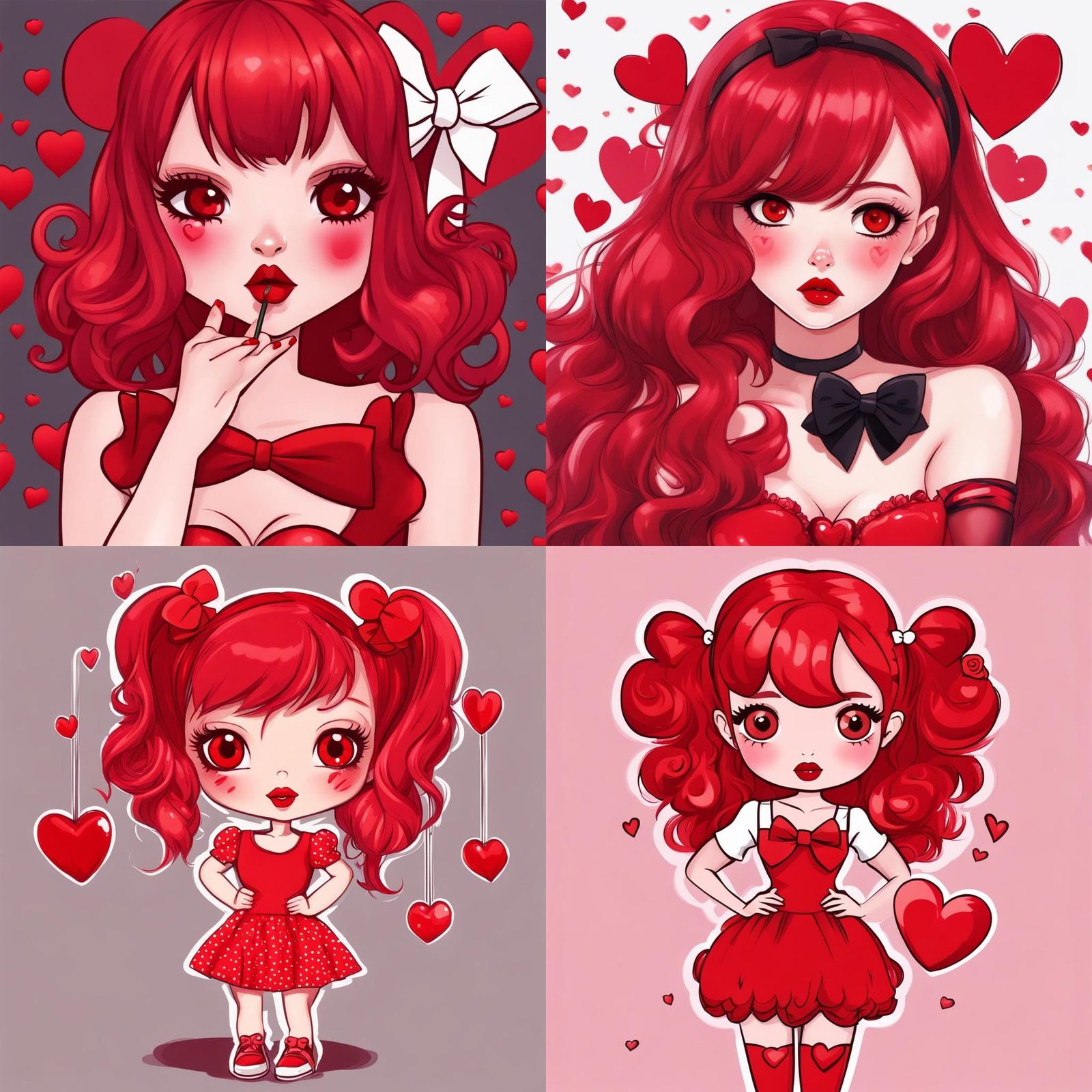 Red-Themed Portrait of a Cute Girl with Red Eyes