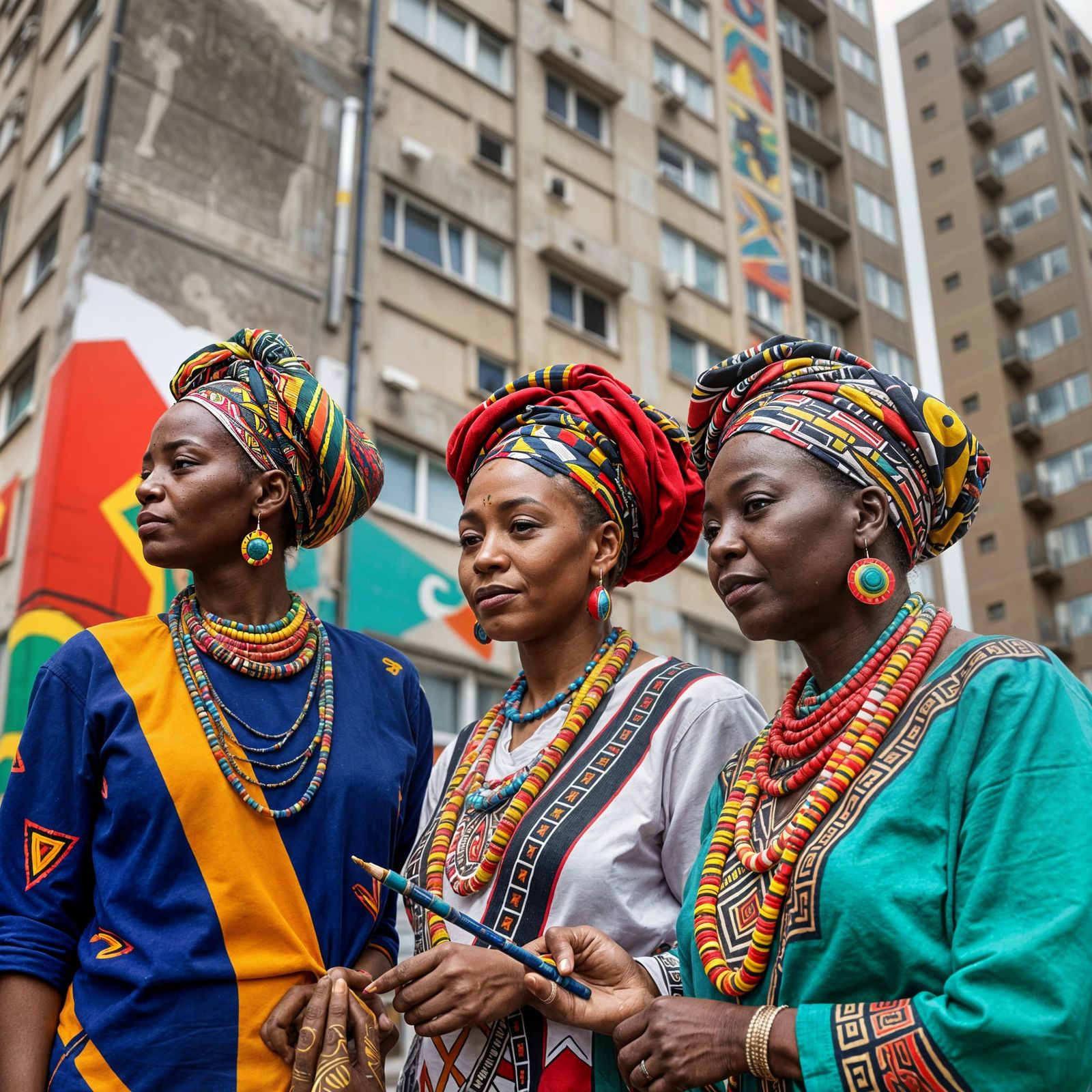 South African Ndebele Women Bring Colorful Tribal Art to Lon...