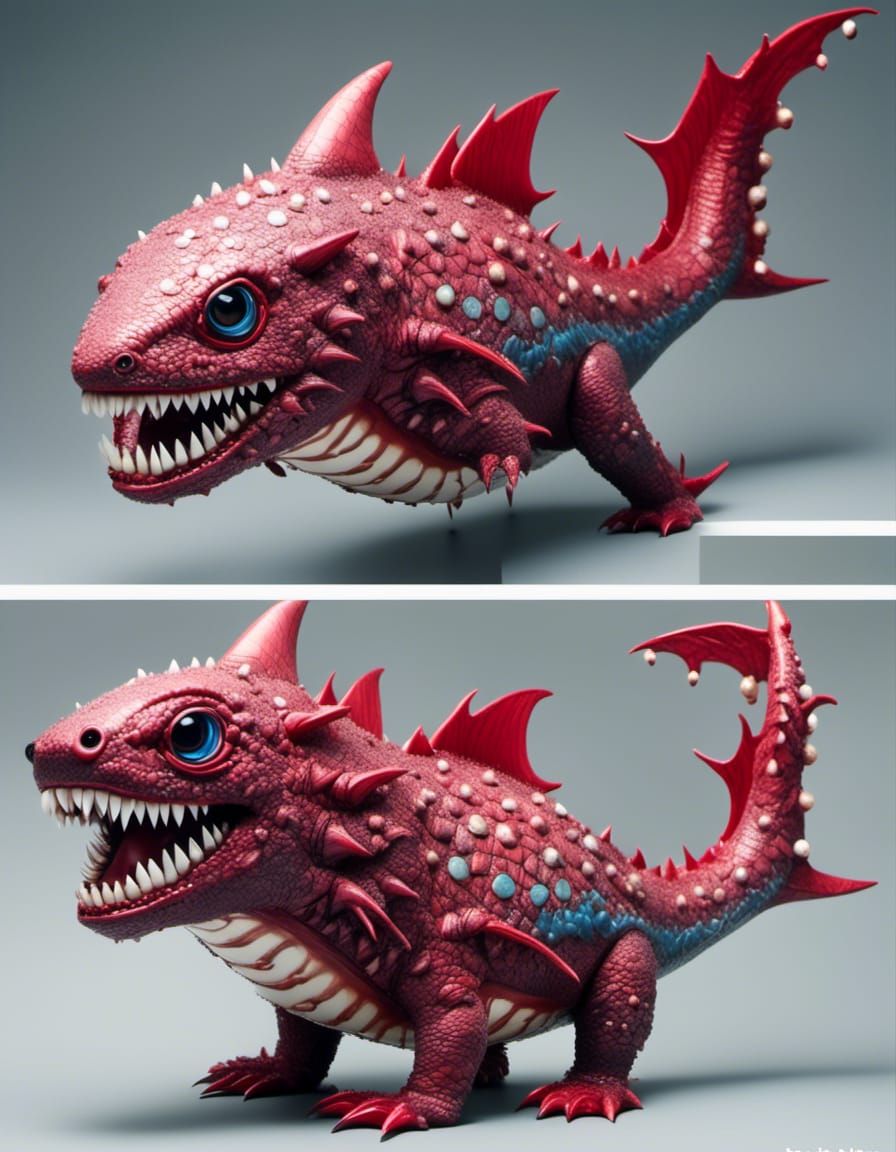 Happy Baby Shark Dragon Illustration