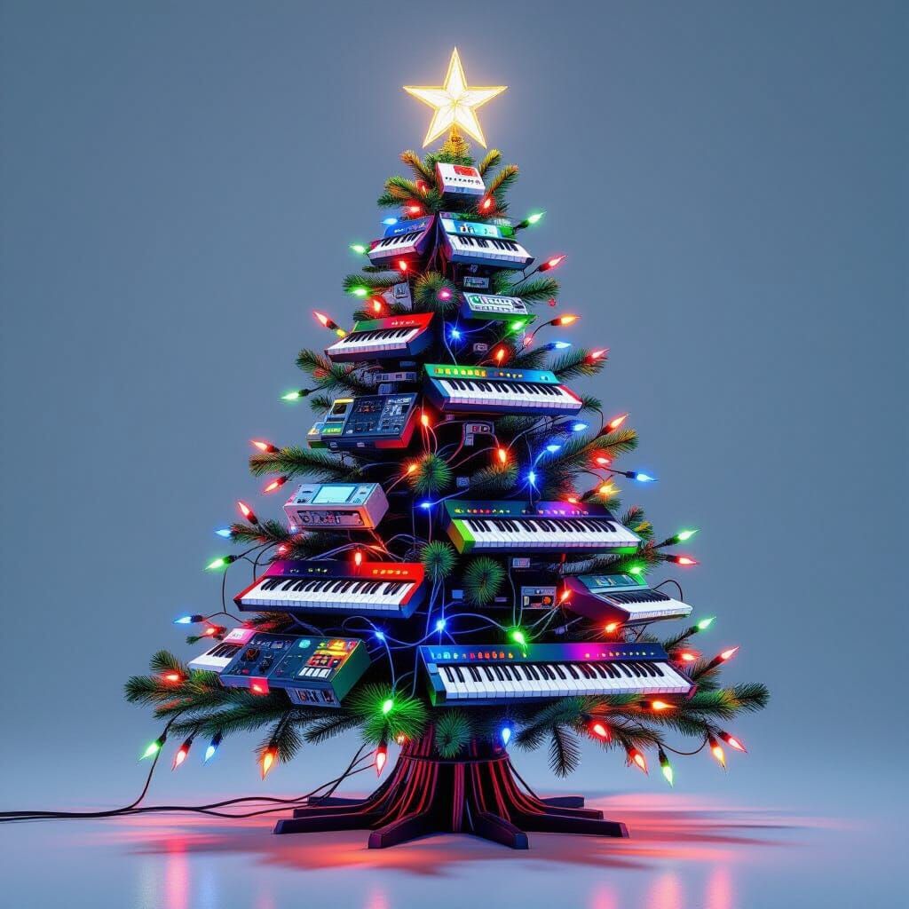 Festive Synth Cable Christmas Tree in Cyberpunk Style