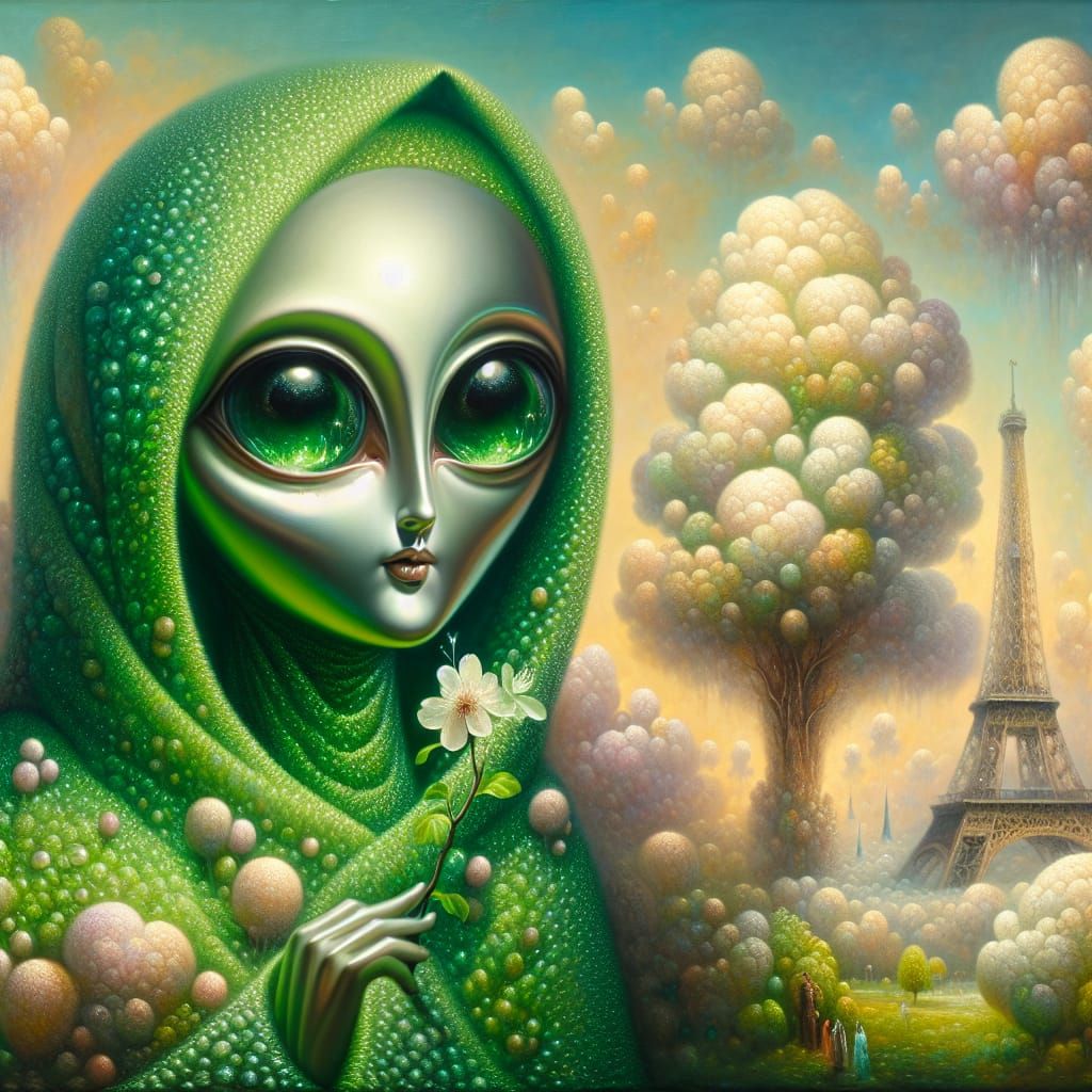 Giant Emerald Sorceress Over Paris