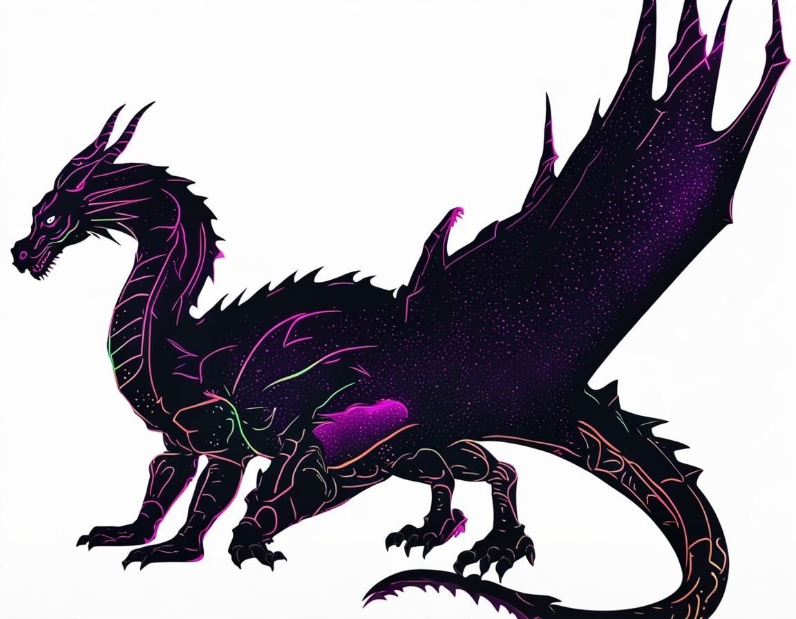 Neon Synthwave Dragon in Retro Style