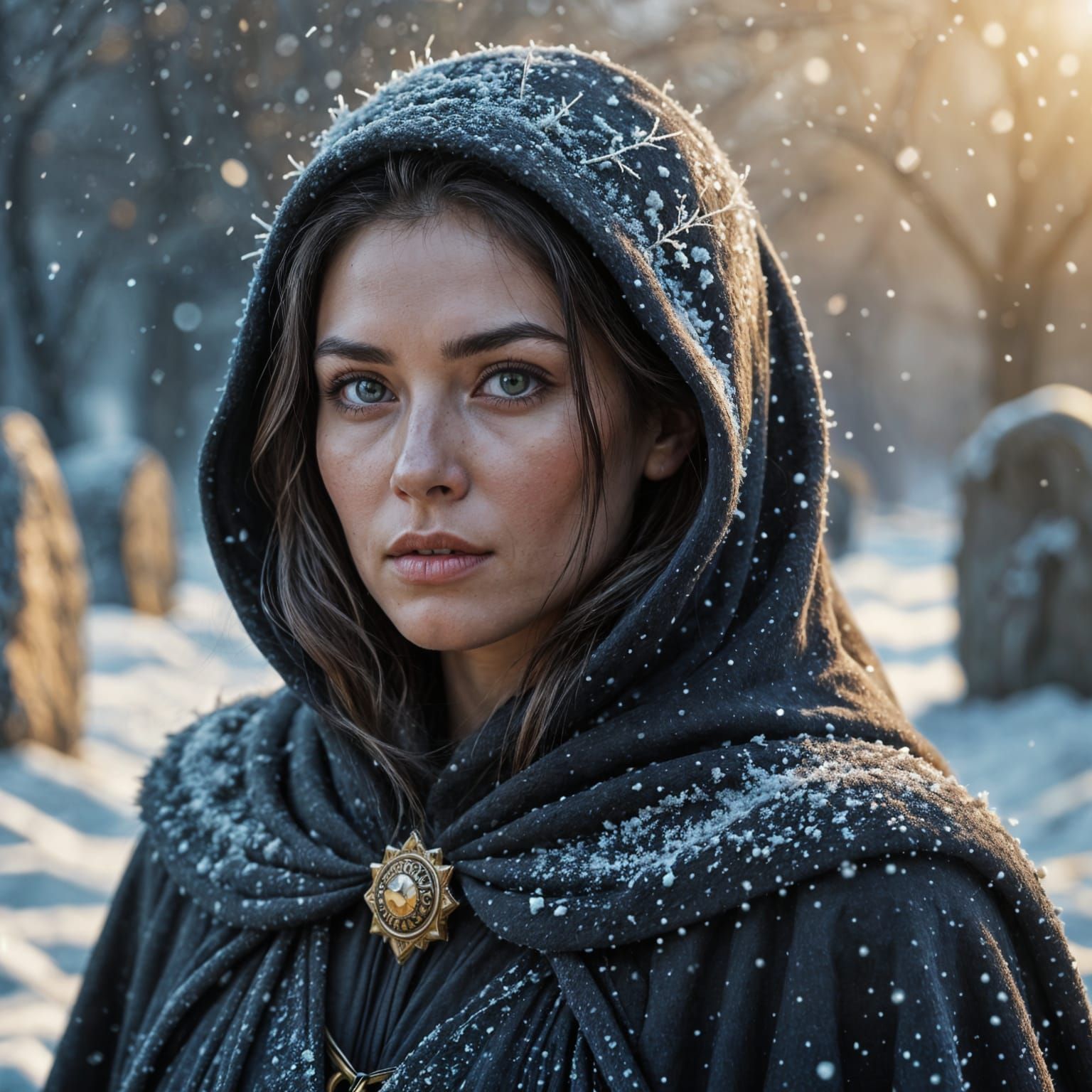 Icy Stone Circle Under Aurora Sky