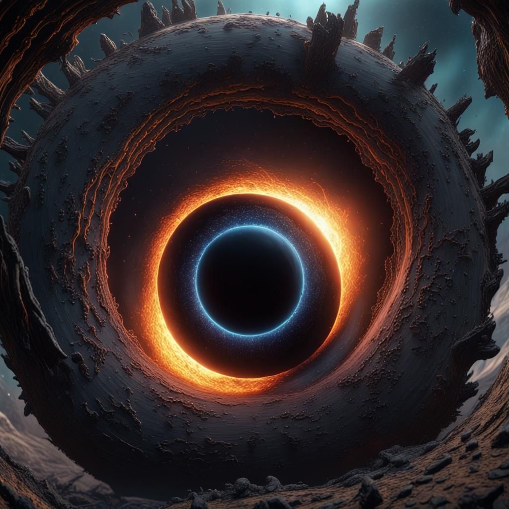 Planet Trapped in Black Hole: Detailed Matte Painting