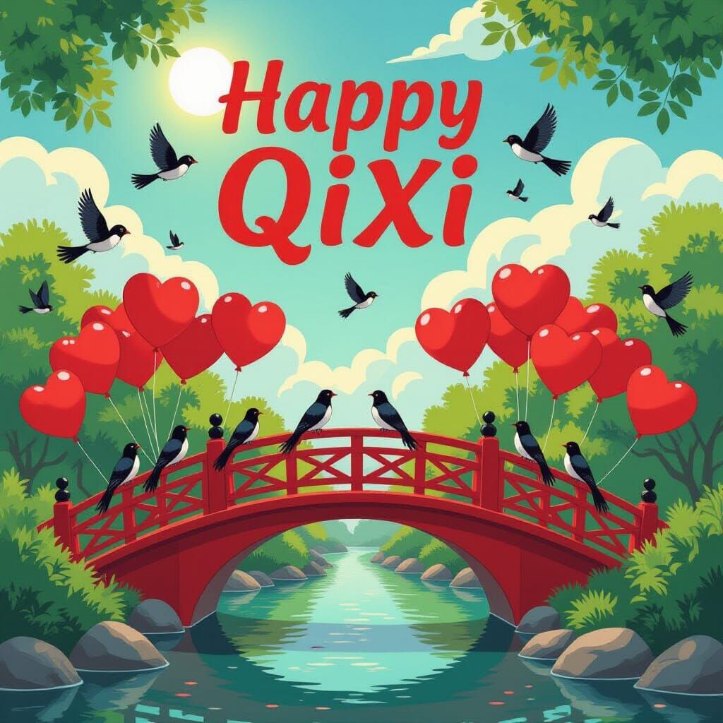 Magpies Celebrate QiXi on Chinese Bridge