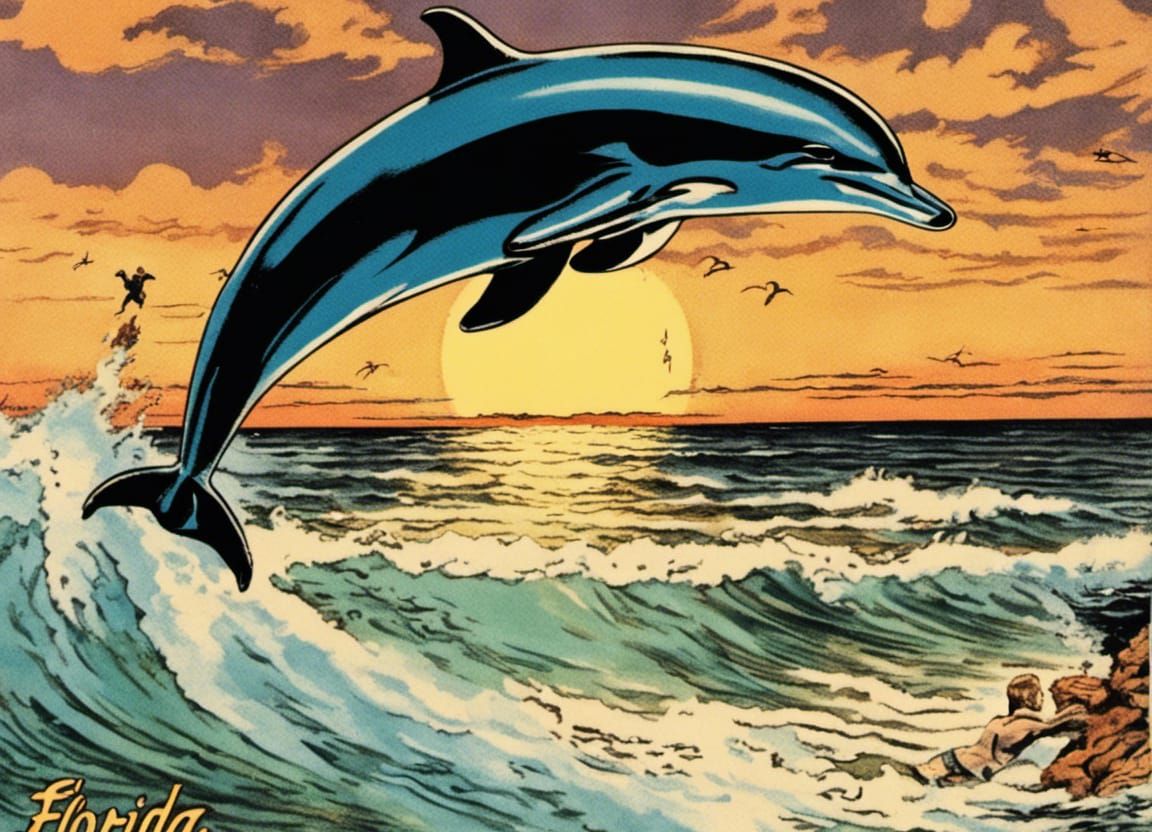 Florida Beach Sunset: 1950s Style Postcard