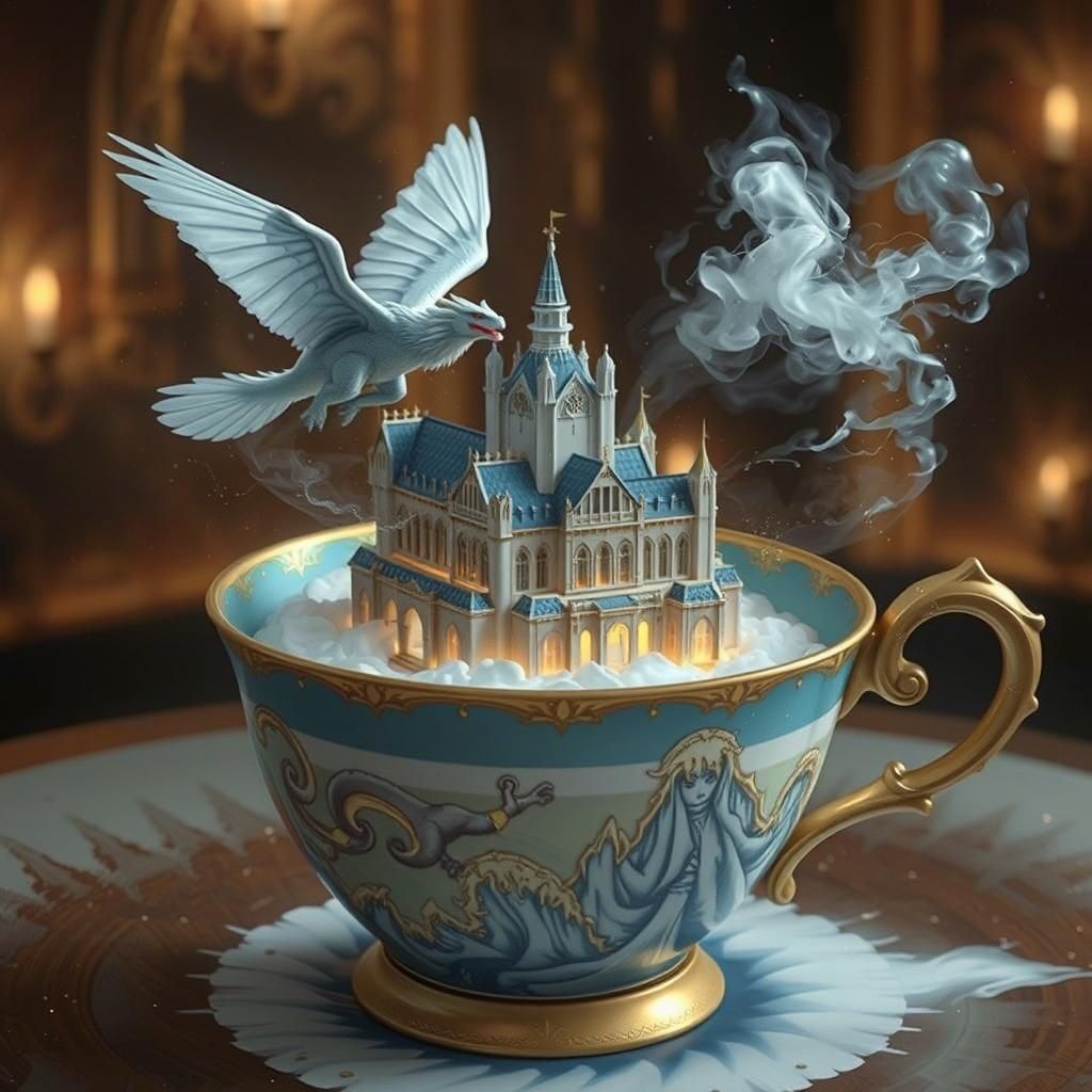 dragon gliding over minas+tirith pop-up from hurricane shape...