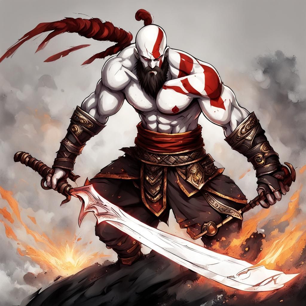Kratos in Anime Key Visual Style