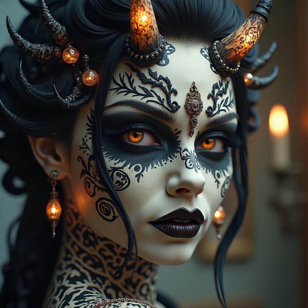 Beautiful Demon Portrait in Photorealistic Style
