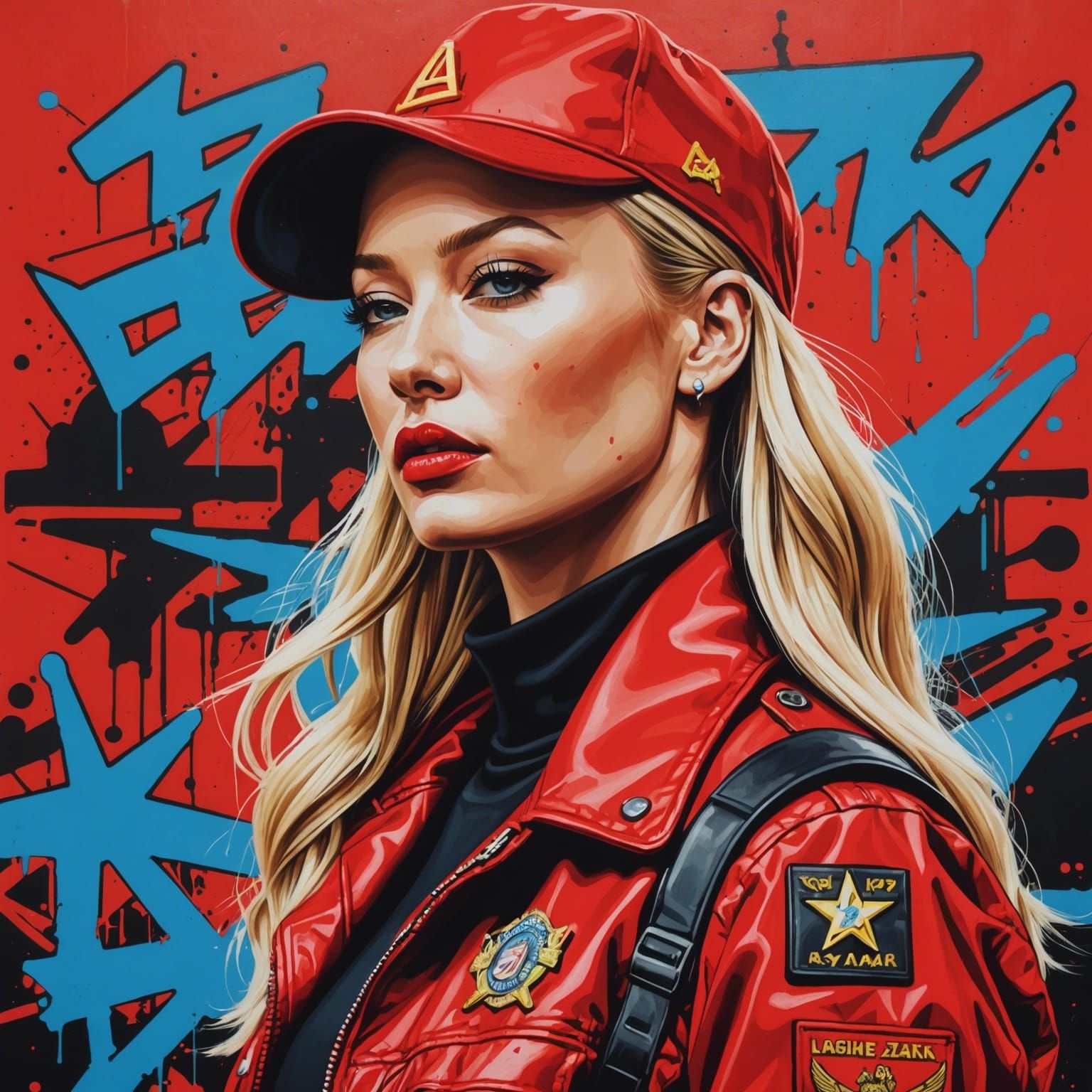 Iggy Azalea as Red Army Commander in Graffiti Art