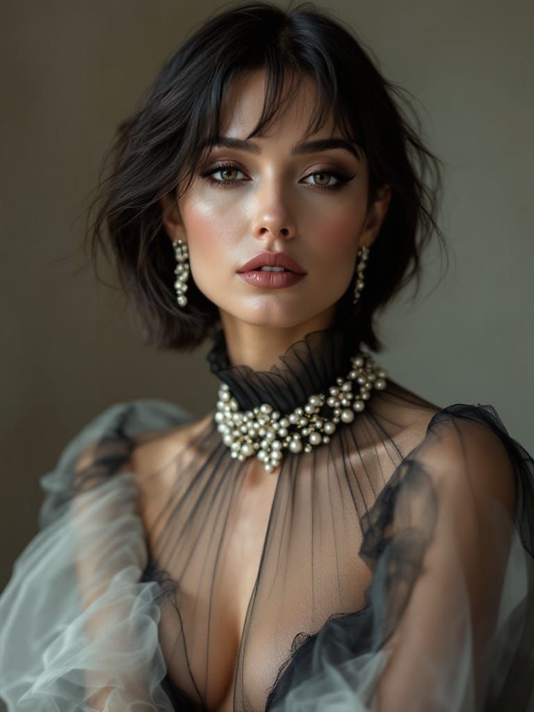 Ethereal High-Fashion Portrait of a Contemplative Woman