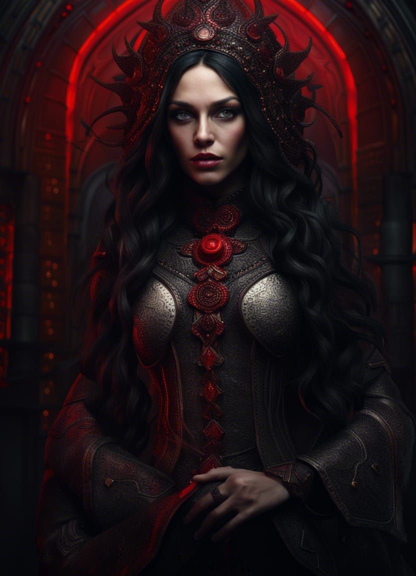 Sinister Gothic Goddess in Hyper-Detailed Digital Art