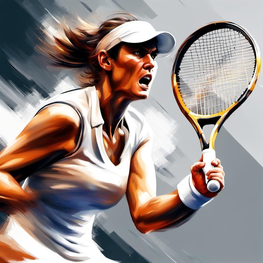 Tennis Player in Action: Dynamic Digital Painting