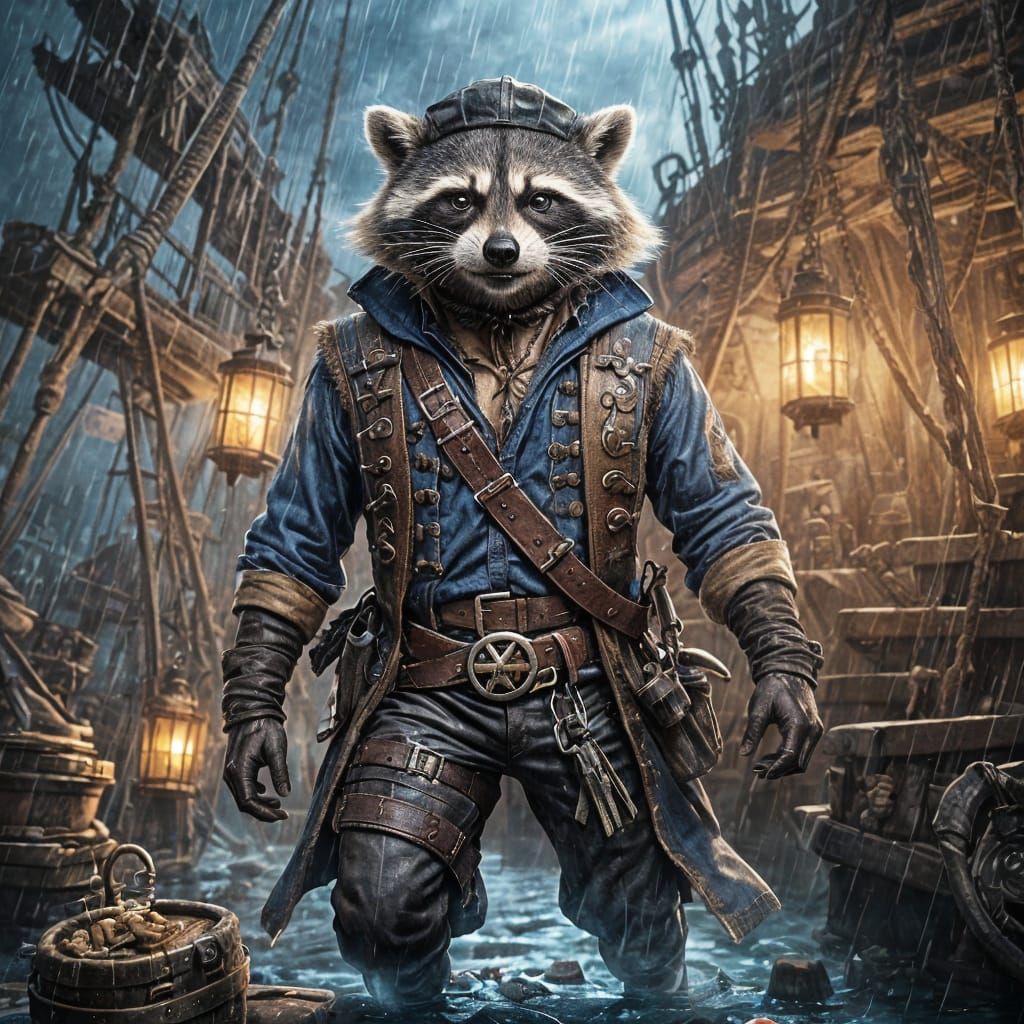 Raccoon-o-Pirate Guard of the Treasure