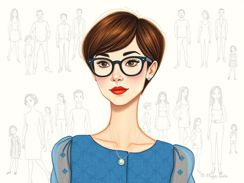 Slender Woman in Colored Pencil Style